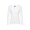 30125_106 THC BUCHAREST WOMEN WH. Long-sleeved scoop neck fitted T-shirt for women. 100% carded cotton. White