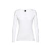 30125_106-a THC BUCHAREST WOMEN WH. Long-sleeved scoop neck fitted T-shirt for women. 100% carded cotton. White