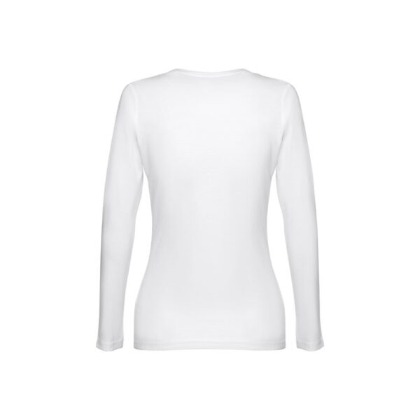 30125_106-b THC BUCHAREST WOMEN WH. Long-sleeved scoop neck fitted T-shirt for women. 100% carded cotton. White