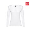 30125_set THC BUCHAREST WOMEN WH. Long-sleeved scoop neck fitted T-shirt for women. 100% carded cotton. White