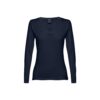 THC BUCHAREST WOMEN. Long-sleeved scoop neck fitted T-shirt for women. 100% carded cotton