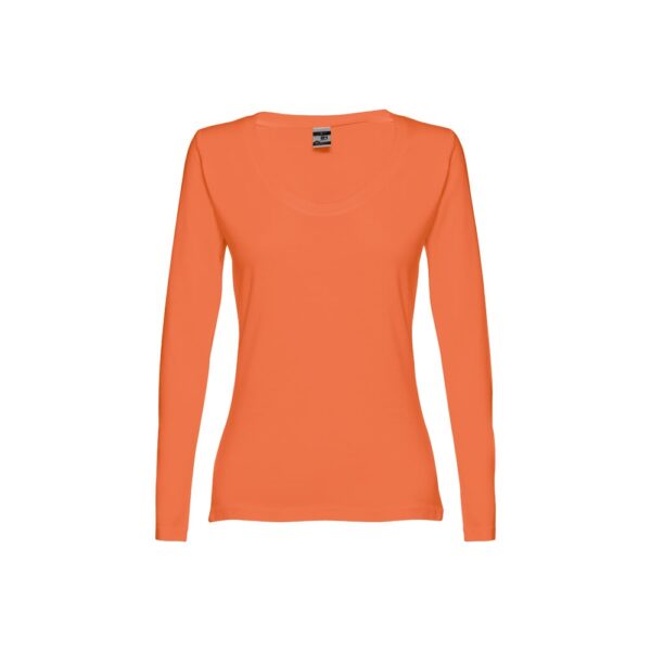 THC BUCHAREST WOMEN. Long-sleeved scoop neck fitted T-shirt for women. 100% carded cotton