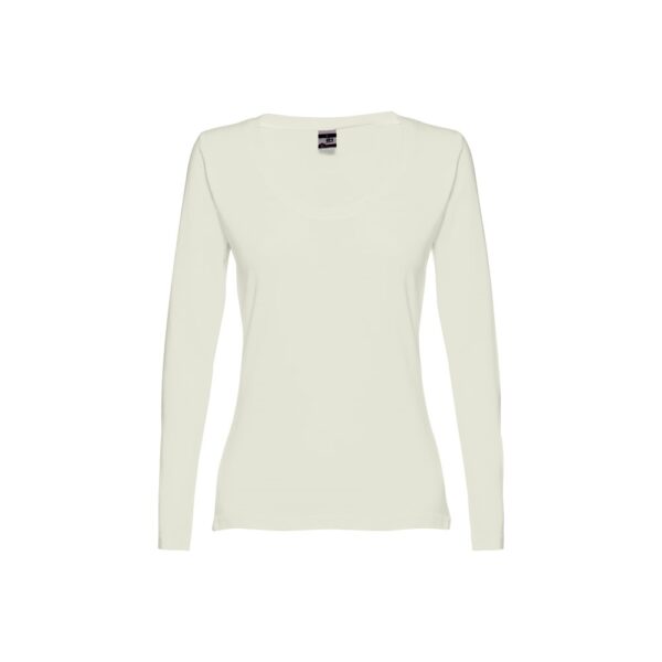 THC BUCHAREST WOMEN. Long-sleeved scoop neck fitted T-shirt for women. 100% carded cotton