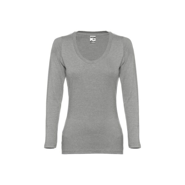 THC BUCHAREST WOMEN. Long-sleeved scoop neck fitted T-shirt for women. 100% carded cotton