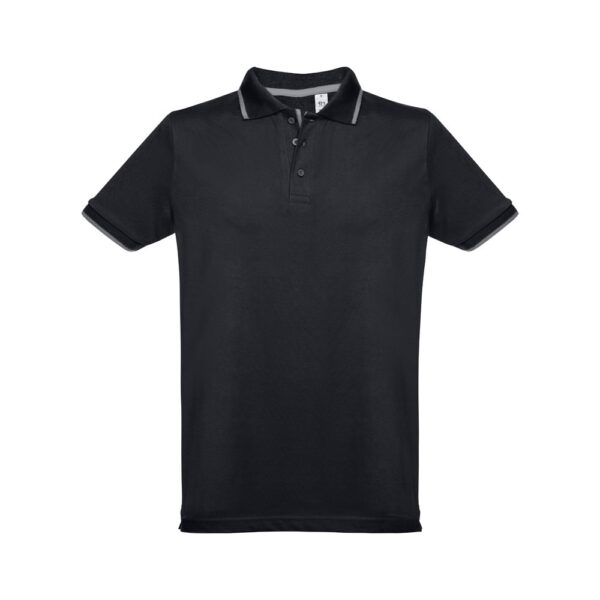30137_103 THC ROME. Men's Polo Shirt with contrast colour trim and buttons