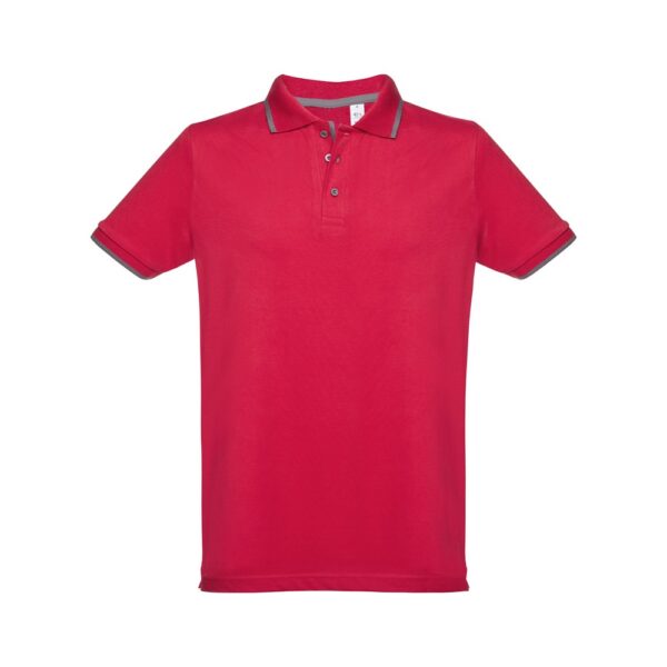 30137_105-a THC ROME. Men's Polo Shirt with contrast colour trim and buttons
