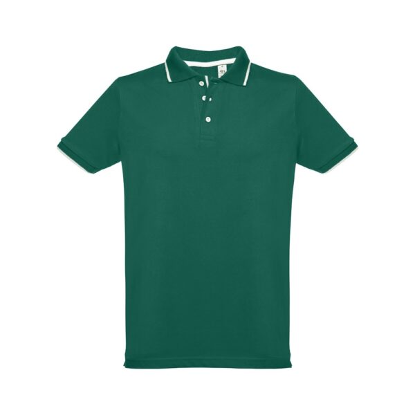 30137_129-a THC ROME. Men's Polo Shirt with contrast colour trim and buttons