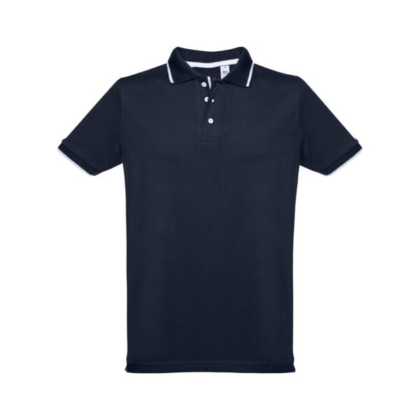 30137_134 THC ROME. Men's Polo Shirt with contrast colour trim and buttons