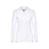THC BERN WOMEN WH. Women's long-sleeved polo shirt in cotton piqué and viscose with removable label