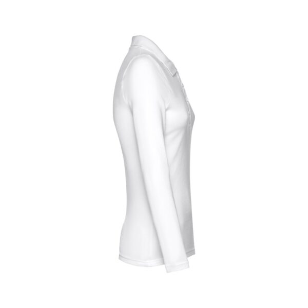 THC BERN WOMEN WH. Women's long-sleeved polo shirt in cotton piqué and viscose with removable label