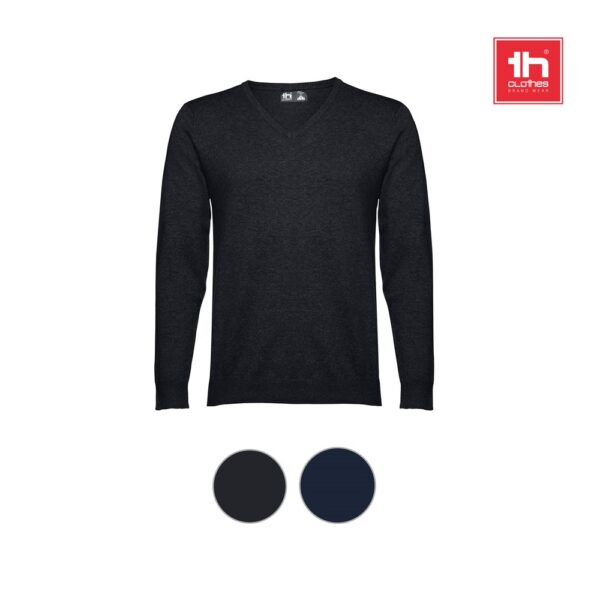 30149_a THC MILAN. Men's V-neck pullover in cotton and polyamide