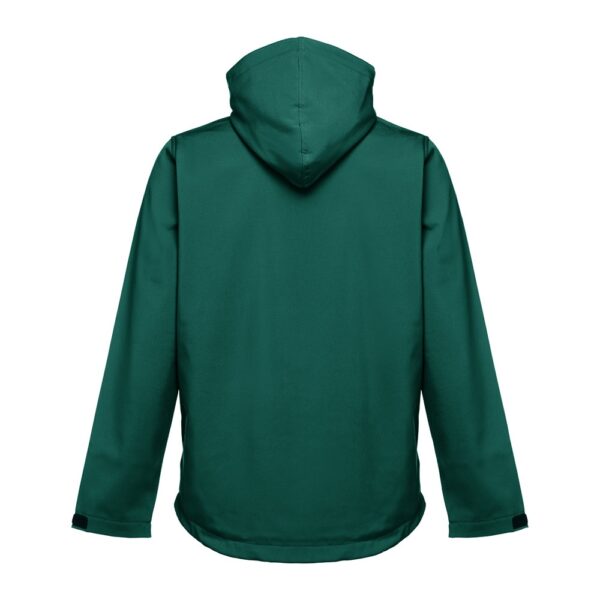 THC ZAGREB. Men's softshell jacket with detachable hood and rounded back hem