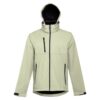 THC ZAGREB. Men's softshell jacket with detachable hood and rounded back hem