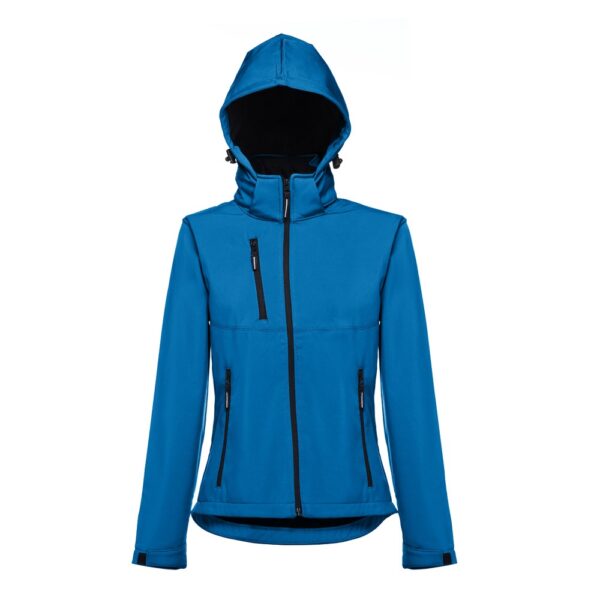 THC ZAGREB WOMEN. Women's softshell jacket with detachable hood and rounded back hem