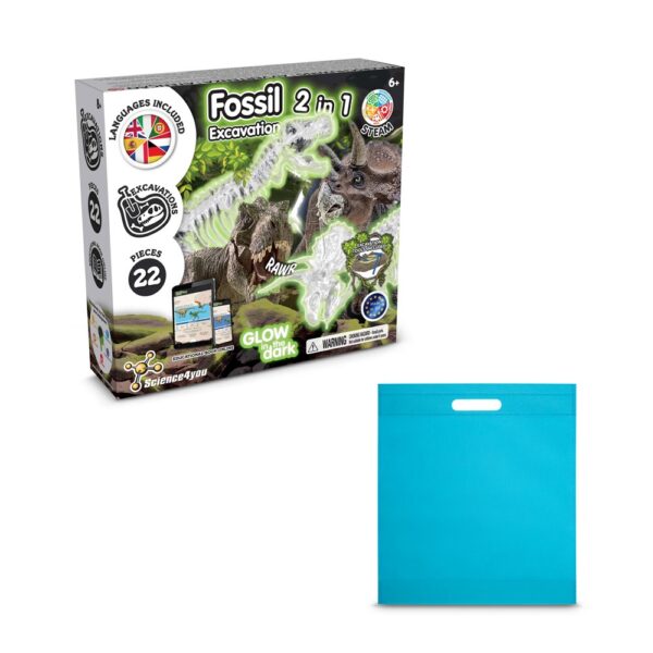 2 in 1 Fossil Excavation Kit IV. Educational game supplied with a non-woven gift bag (80 g/m²)