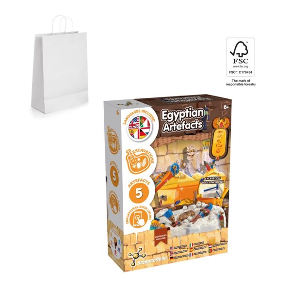 Ancient Egypt Excavation Kit II. Educational game supplied with a kraft paper gift bag (90 g/m²), made from FSC™ certified material and other controlled materials