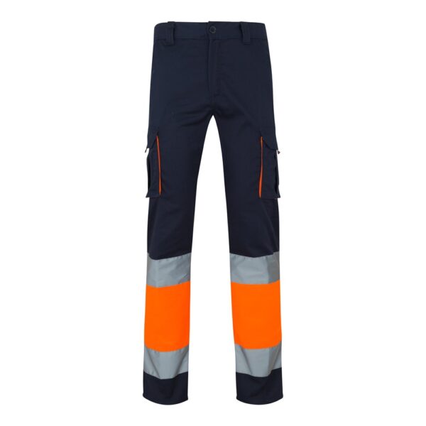 36021_214 VL ZEUS LARGE. Two-tone, multi-pocket stretch trousers (240g/m²), in cotton (46%), EME (38%) and polyester (16%)