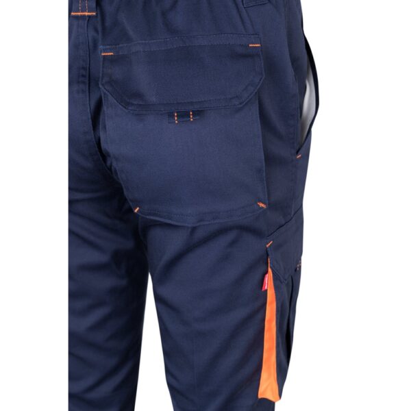 VL FIDES. Two-tone, multi-pocket stretch trousers (240g/m²), in cotton (46%), EME (38%) and polyester (16%)