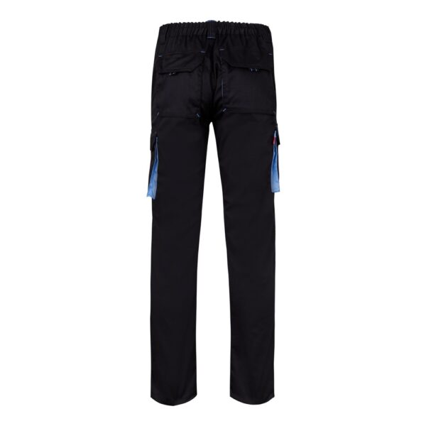 VL FIDES. Two-tone, multi-pocket stretch trousers (240g/m²), in cotton (46%), EME (38%) and polyester (16%)