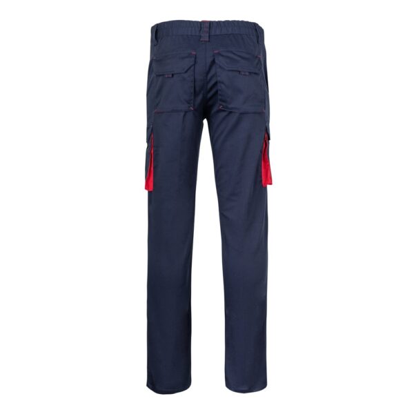 VL FIDES. Two-tone, multi-pocket stretch trousers (240g/m²), in cotton (46%), EME (38%) and polyester (16%)