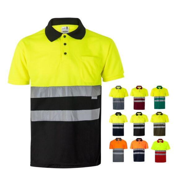 VL CUPID LARGE. Two-tone bird-eye polo shirt (160g/m²) with short sleeves, in polyester (100%)
