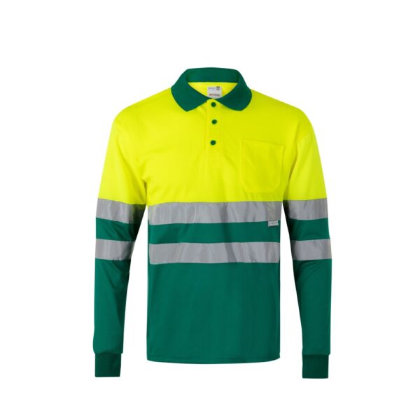 36067_209 VL VULCAN. Two-tone bird-eye polo shirt (160g/m²) with long sleeves, in polyester (100%)