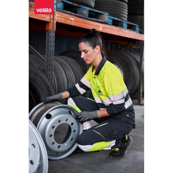 36067_amb VL VULCAN. Two-tone bird-eye polo shirt (160g/m²) with long sleeves, in polyester (100%)