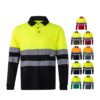 36067_set VL VULCAN. Two-tone bird-eye polo shirt (160g/m²) with long sleeves, in polyester (100%)