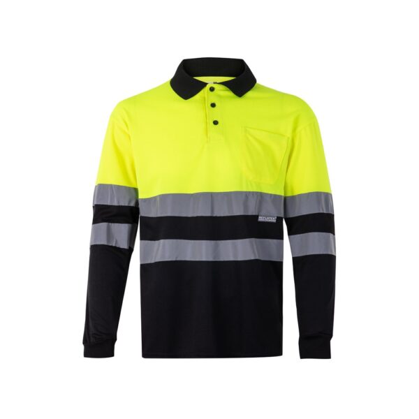 36069_203 VL VULCAN LARGE. Two-tone bird-eye polo shirt (160g/m²) with long sleeves, in polyester (100%)
