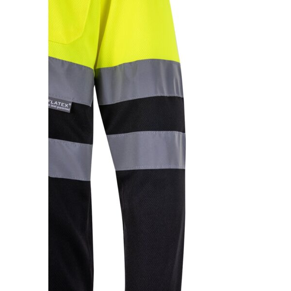 36069_203-f VL VULCAN LARGE. Two-tone bird-eye polo shirt (160g/m²) with long sleeves, in polyester (100%)