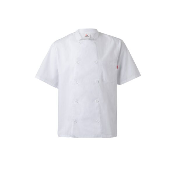 36122_106 VL DURGA. Short-sleeved poplin (110g/m²) kitchen jacket in cotton (35%) and polyester (65%)