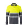 36139_207 VL PLUTO. Two-tone piqué polo shirt (150g/m²) with long sleeves, in cotton (55%) and polyester (45%)