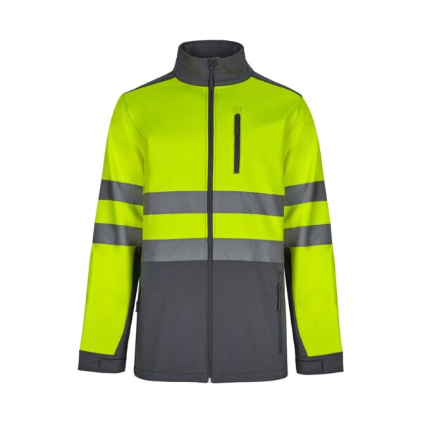 36145_207 VL HESTIA LARGE. Two-tone soft shell jacket (280g/m²), with fleece lining and TPU membrane, in polyester (96%) and elastane (4%)