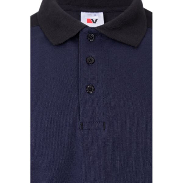 36148_104-f VL VELES. Two-tone stretch piqué polo shirt (200g/m²) with short sleeves, in polyester (96%) and elastane (4%)
