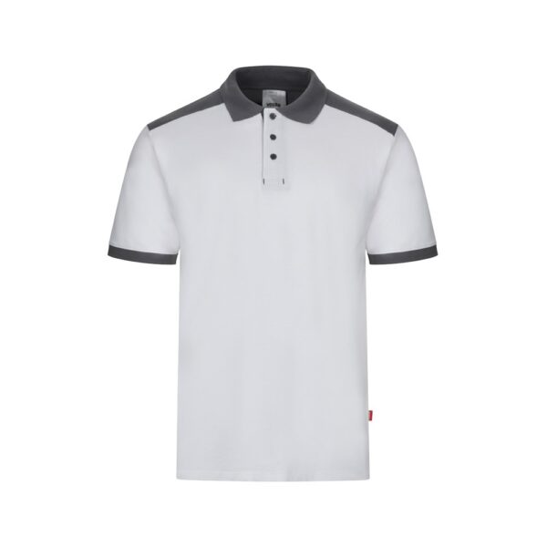 36148_106 VL VELES. Two-tone stretch piqué polo shirt (200g/m²) with short sleeves, in polyester (96%) and elastane (4%)