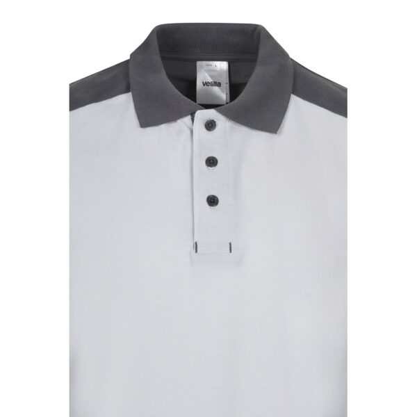 36148_106-e VL VELES. Two-tone stretch piqué polo shirt (200g/m²) with short sleeves, in polyester (96%) and elastane (4%)