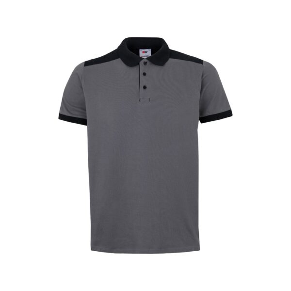 36148_113 VL VELES. Two-tone stretch piqué polo shirt (200g/m²) with short sleeves, in polyester (96%) and elastane (4%)