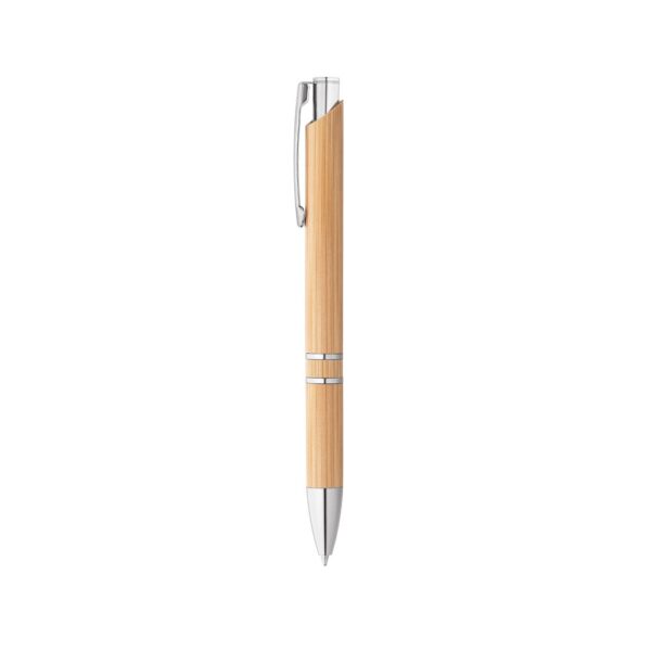 BETA BAMBOO. Bamboo ball pen with clip and metal trim