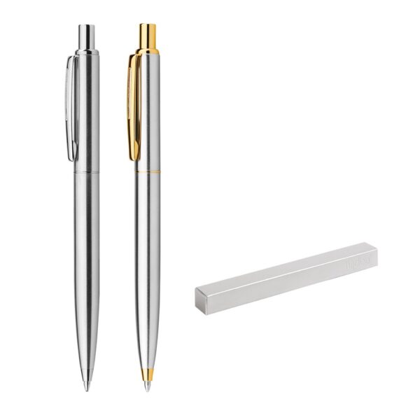 81170_set SILVERIO. Stainless steel ball pen with glossy body and clip