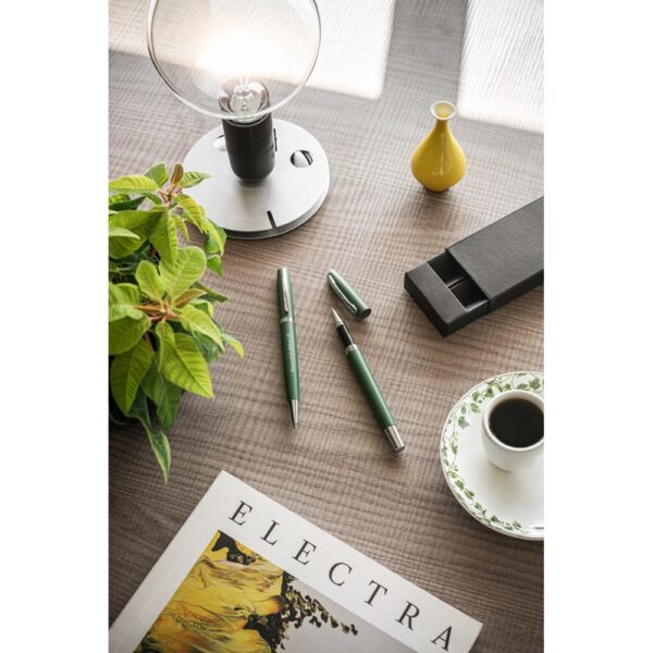 RE-LANDO-SET. Roller and ball pen set with recycled aluminium (100% rAL) body