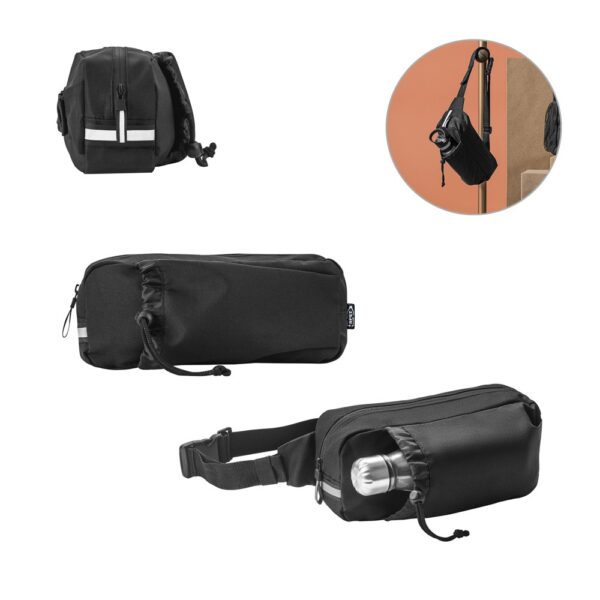 DELFOS POUCH. 300D recycled polyester and 600D recycled polyester waist bag with reflective elements