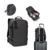 CIES. Backpack developed to fulfil the dimensions required by airlines in high-density 600D recycled polyester
