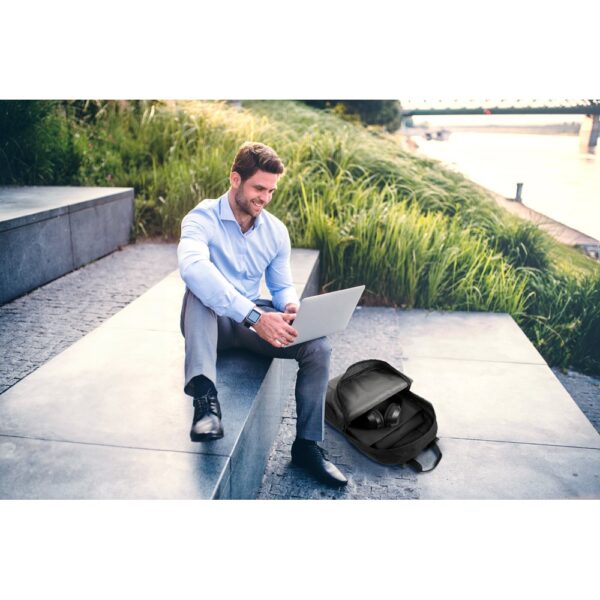 92376_amb GIJON. Laptop backpack in 600D recycled high-density polyester and 210D recycled polyester lining