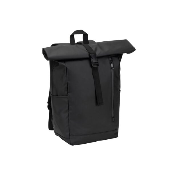 92571_103 OSASCO BPACK. Roll top backpack with a zip system design that allows the top to be rolled up to fit the volume of the backpack, made from 600D recycled polyester