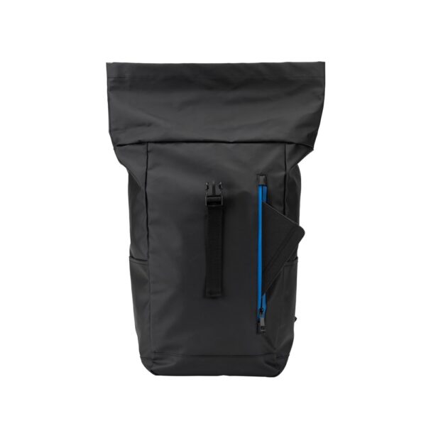92571_114-f OSASCO BPACK. Roll top backpack with a zip system design that allows the top to be rolled up to fit the volume of the backpack, made from 600D recycled polyester