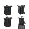 92571_set OSASCO BPACK. Roll top backpack with a zip system design that allows the top to be rolled up to fit the volume of the backpack, made from 600D recycled polyester