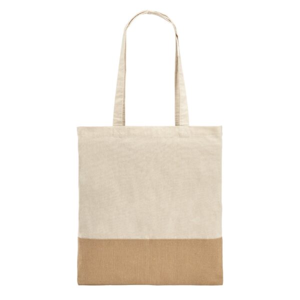 92882_160 MERCAT. 100% cotton bag (160 g/m²) with imitation jute details