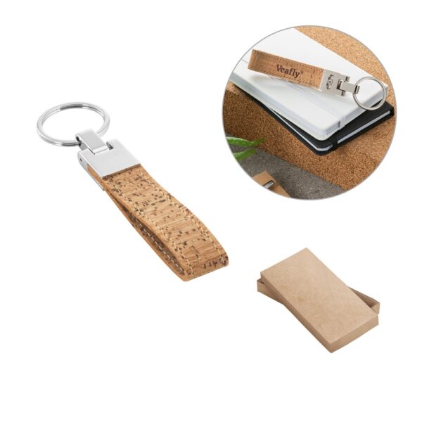 93145_set CORKS. Cork and metal keyring