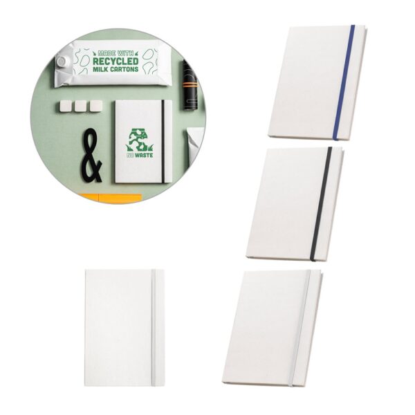 MILKY. A5 notebook with rigid cover in 100% recycled paper