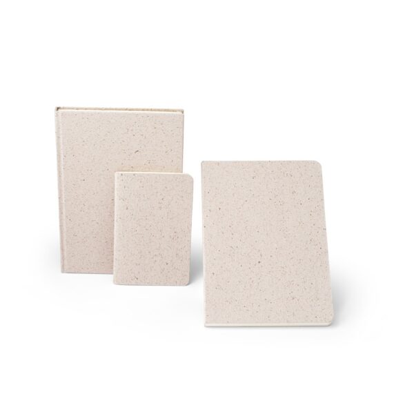 ORGANIC SEMI-RIGID. A5 notepad with semi-rigid cover made from organic elephant matter (80%)